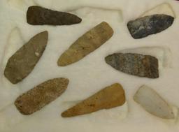 Display of 8 Stone Indian Knives