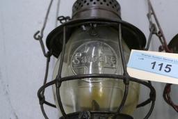 Pair of Embossed Santa Fe & C & N. W. RR Lanterns