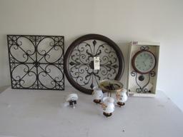 Clock, wall art & light