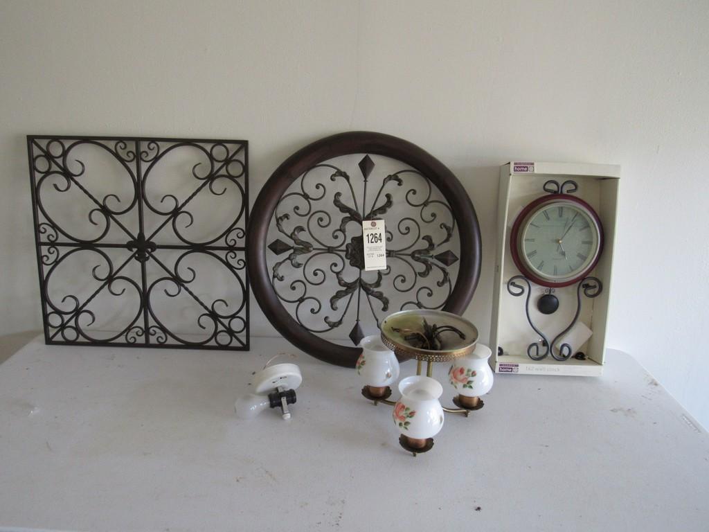 Clock, wall art & light