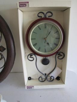 Clock, wall art & light