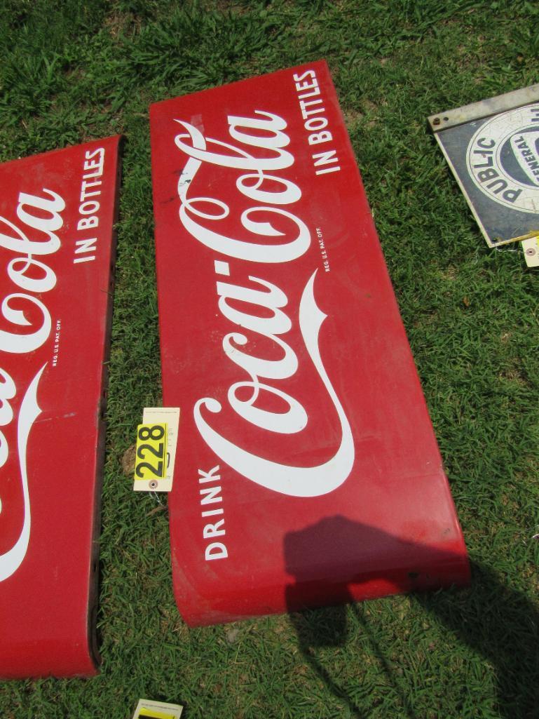 Vintage Drink Coca-Cola In Bottles Porcelain Sled Sign
