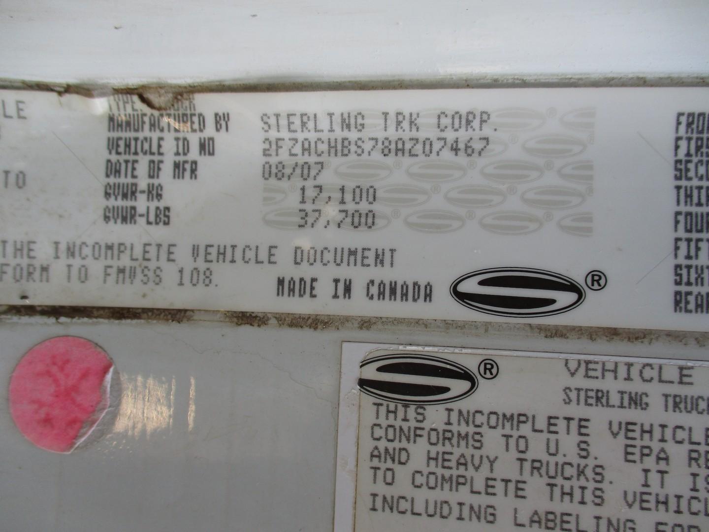 2008 Sterling Acterra S/A Dump Truck