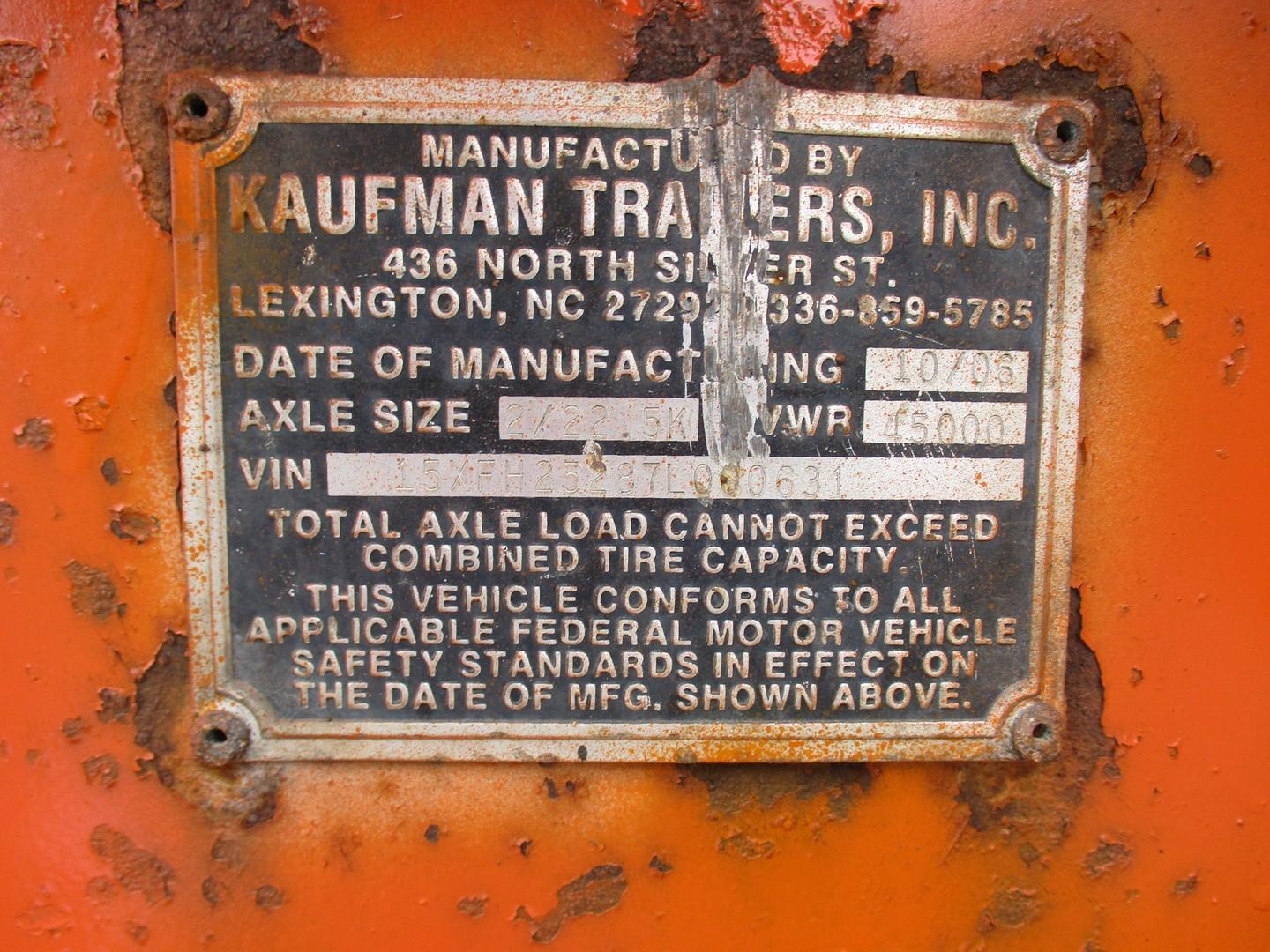 2007 Kaufman HP20 T/A Tag Trailer