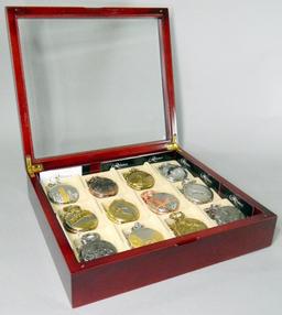 Collection of Twelve (12) Reliance by Croton Pocket Watches and Display Case
