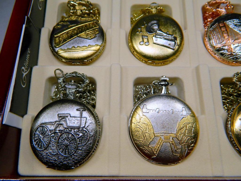 Collection of Twelve (12) Reliance by Croton Pocket Watches and Display Case