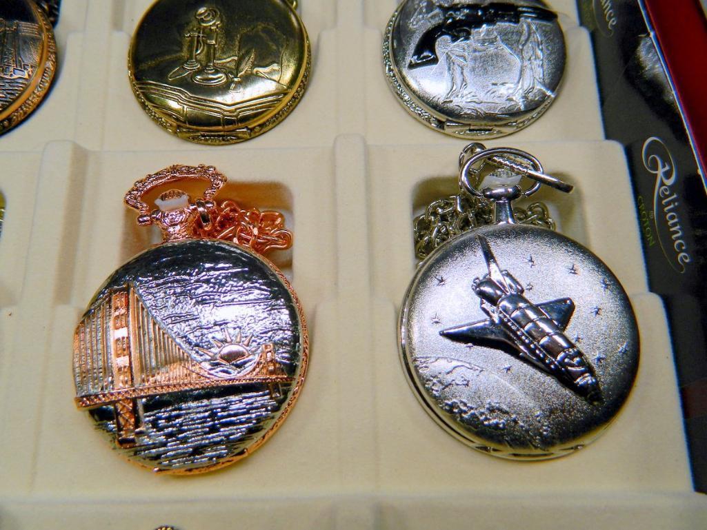 Collection of Twelve (12) Reliance by Croton Pocket Watches and Display Case