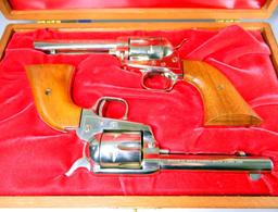 Colt Frontier Scout .22 Cal Revolvers Pair, Sequential Serial Numbers, Wooden Display Case