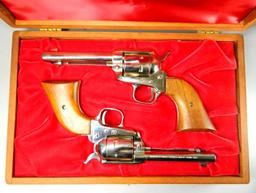 Colt Frontier Scout .22 Cal Revolvers Pair, Sequential Serial Numbers, Wooden Display Case