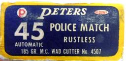 Peters Police Match .45 ACP Box of Ammo, Full Box