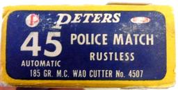 Peters Police Match .45 ACP Box of Ammo, Full Box