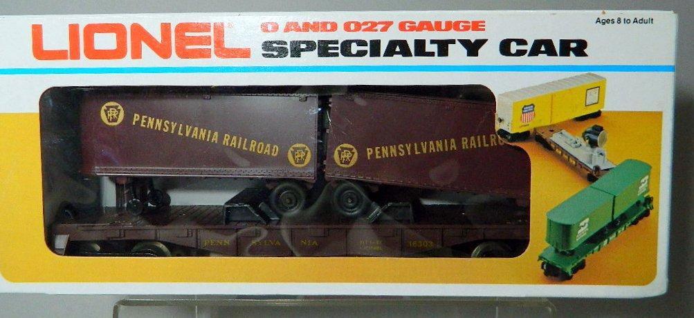 Lionel O & O27 Southern Pacific Piggyback and Penna Flat Cars with Trailers, and NYC Searchlight Car
