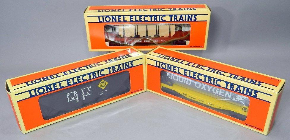 Lionel 'Katy'...Liquidfied Oxygen Car, Erie Four-Bay Hopper with Coal Load, and SP Flatcar with Load