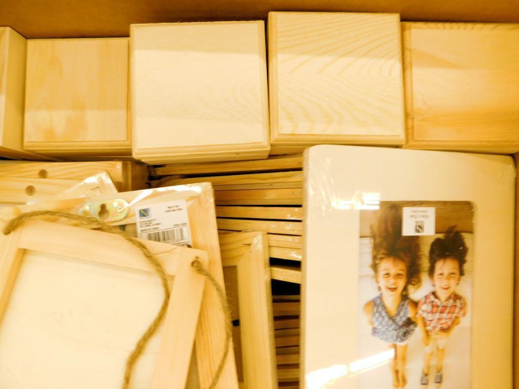 Assorted Unfinished Wooden Picture Frames and Boxes
