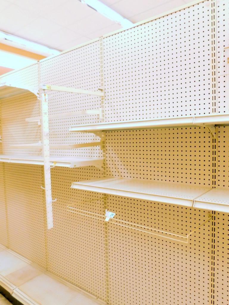 Gondola Shelving: Aisle Unit, 22'6" Long, 10 Bases, 51 Shelves