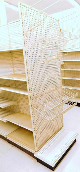 Gondola Shelving: Aisle Unit, 22'6" Long, 10 Bases, 51 Shelves