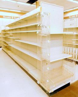 Gondola Shelving: Aisle Unit, 22'6" Long, 7 Bases, 23 Shelves