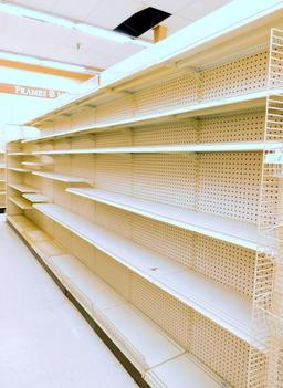 Gondola Shelving: Aisle Unit, 22'6" Long, 7 Bases, 23 Shelves