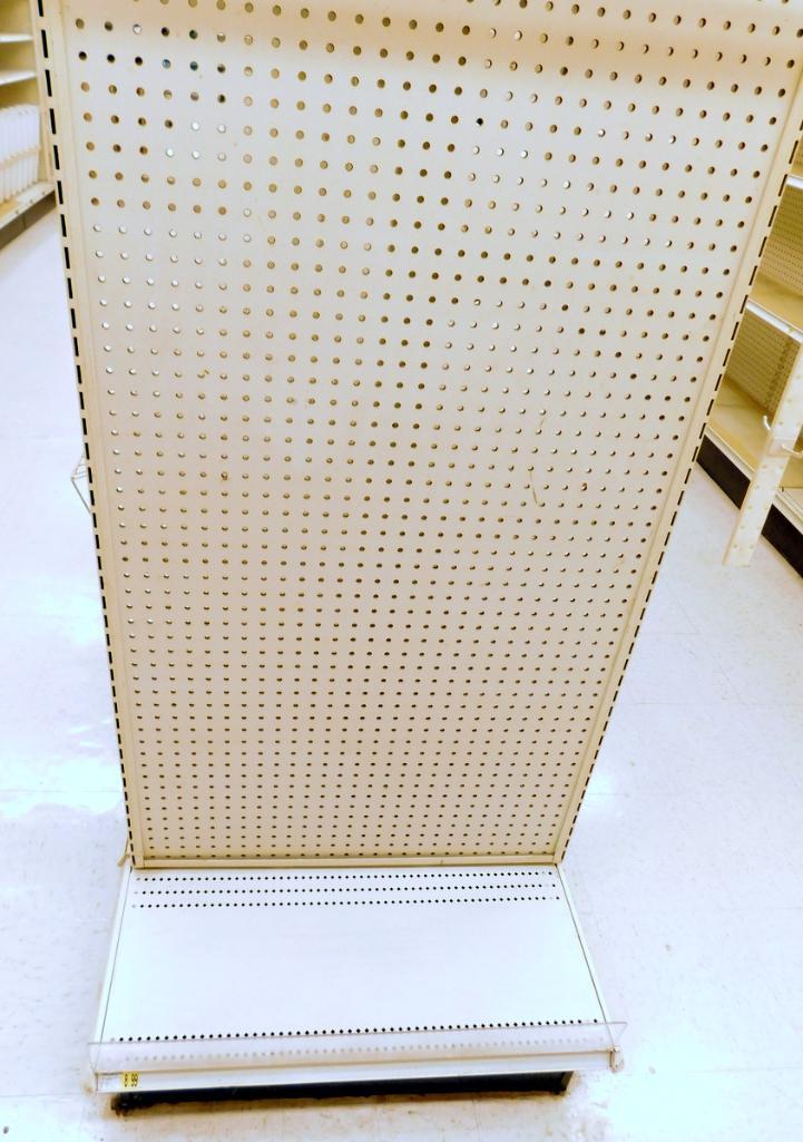 Gondola Shelving: Aisle Unit, 22'6" Long, 7 Bases, 23 Shelves
