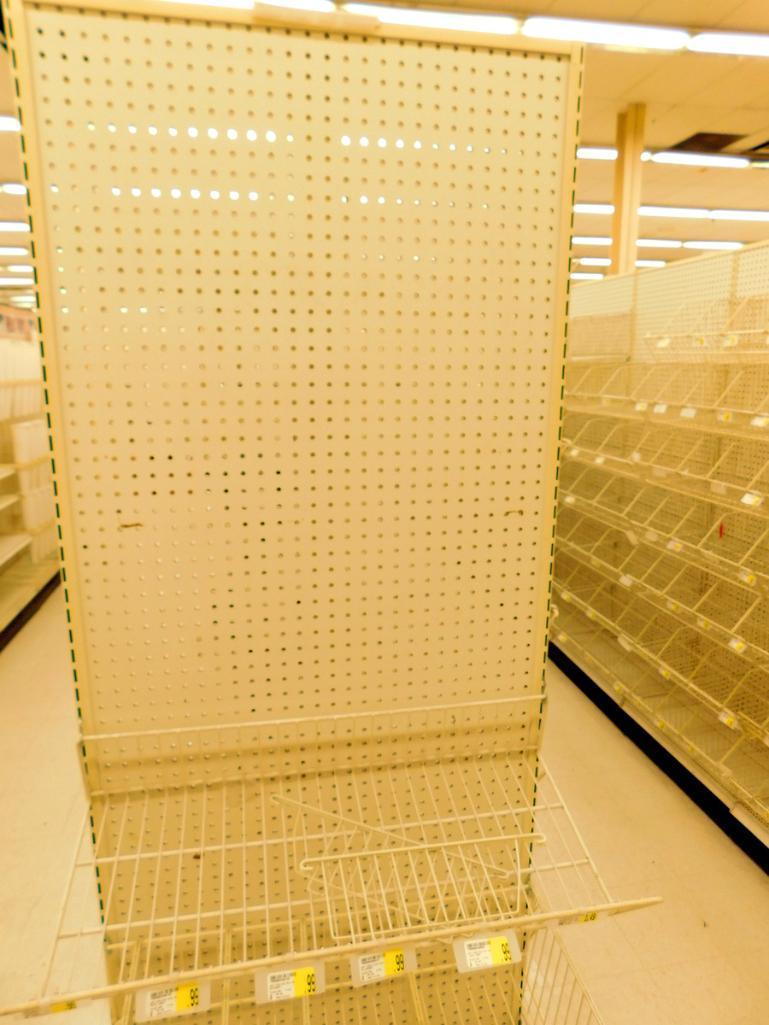 Gondola Shelving: Aisle Unit, 23'8" Long, 10 Bases, 39 Wire Displays, 51 Shelves