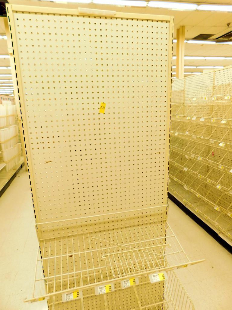 Gondola Shelving: Aisle Unit, 23'8" Long, 10 Bases, 39 Wire Displays, 51 Shelves