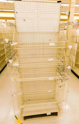 Gondola Shelving: Aisle Unit, 23'8" Long, 10 Bases, 39 Wire Displays, 51 Shelves