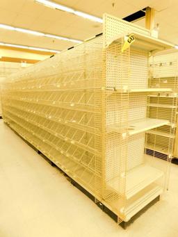 Gondola Shelving: Aisle Unit, 23'8" Long, 10 Bases, 135 Wire Displays, 4 Shelves
