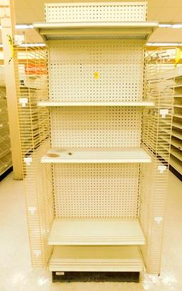 Gondola Shelving: Aisle Unit, 23'8" Long, 10 Bases, 135 Wire Displays, 4 Shelves