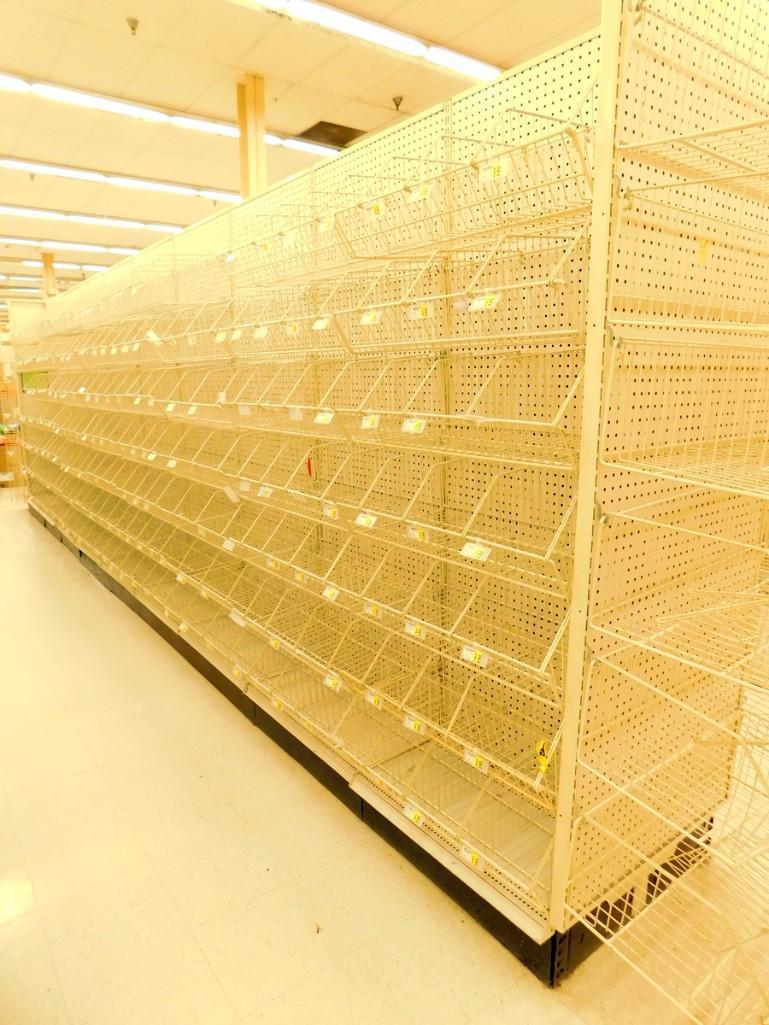 Gondola Shelving: Aisle Unit, 23'8" Long, 10 Bases, 135 Wire Displays, 4 Shelves