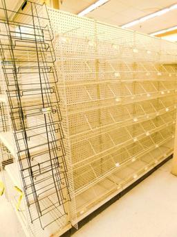 Gondola Shelving: Aisle Unit, 23'8" Long, 10 Bases, 104 Wire Displays, 32 Shelves