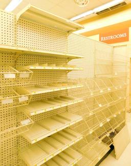 Gondola Shelving: Aisle Unit, 23'8" Long, 10 Bases, 104 Wire Displays, 32 Shelves
