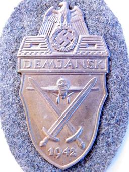 German WWII Army DEMJANSK 1942 Sleeve Shield