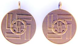 German WWII Waffen SS Miniature 8 Year Long Service Awards, Two (2)