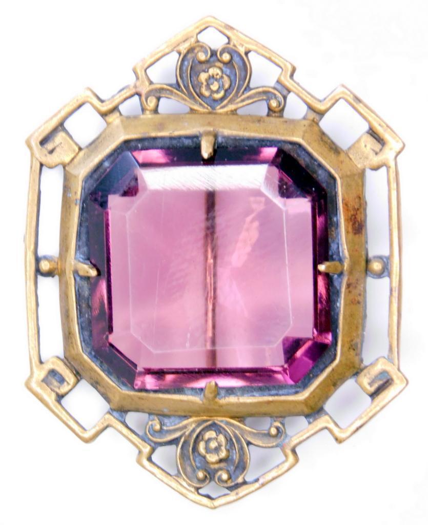 Large Pink Stone Ladies Brooch