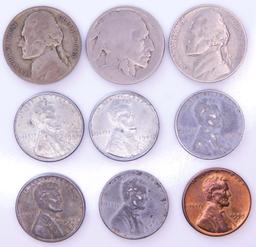 Mixed Grouping of U.S. Coins, (9)