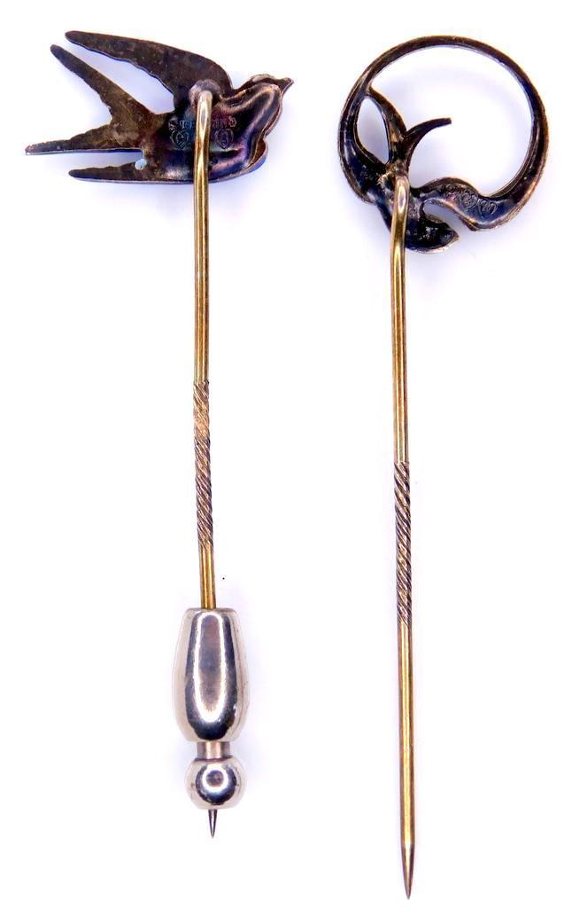 Grouping of Blue Bird Sterling Silver Stick Pins, (2)