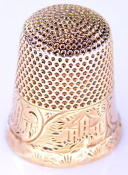 14K Yellow Gold Antique Thimble