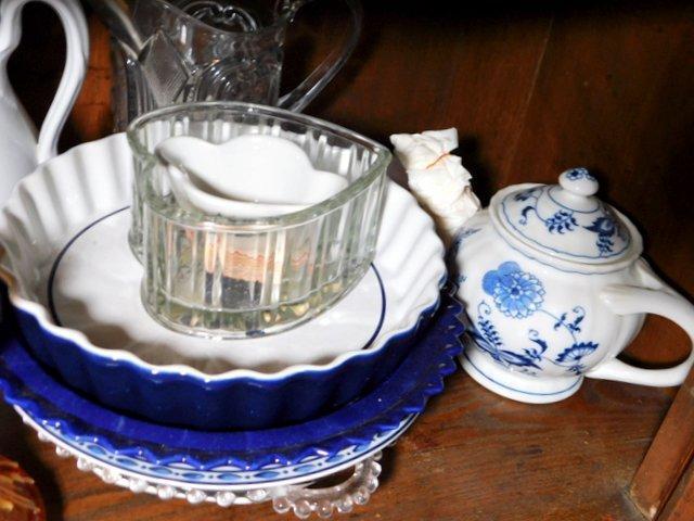 Grouping of Blue Danube China Dinnerware and Glassware Pieces