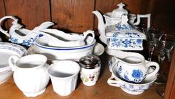 Grouping of Blue Danube China Dinnerware and Glassware Pieces