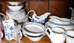 Grouping of Blue Danube China Dinnerware and Glassware Pieces
