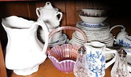 Grouping of Blue Danube China Dinnerware and Glassware Pieces