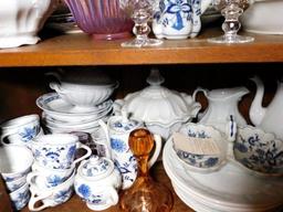 Grouping of Blue Danube China Dinnerware and Glassware Pieces