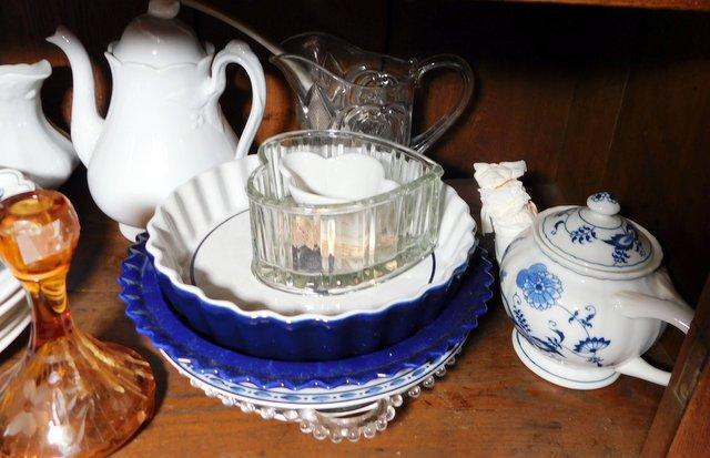 Grouping of Blue Danube China Dinnerware and Glassware Pieces