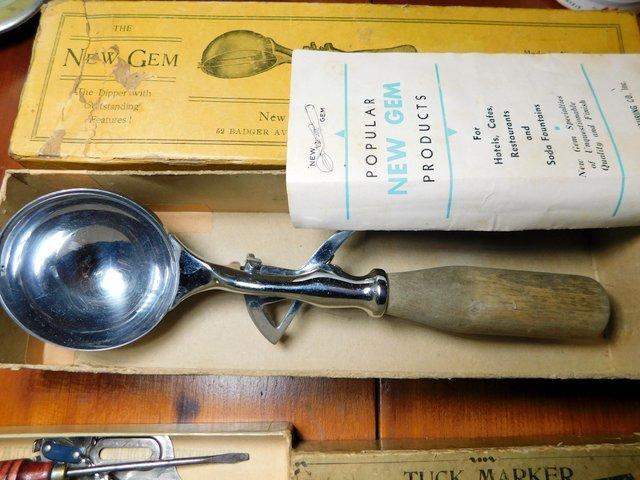 Grouping of Decorative Pieces Including 'New Gem' Ice Cream Scoop