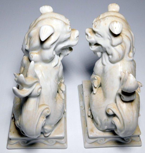 Pair of Vintage Fritz & Floyd Foo Dog Bookends, Fine Blanc Porcelain