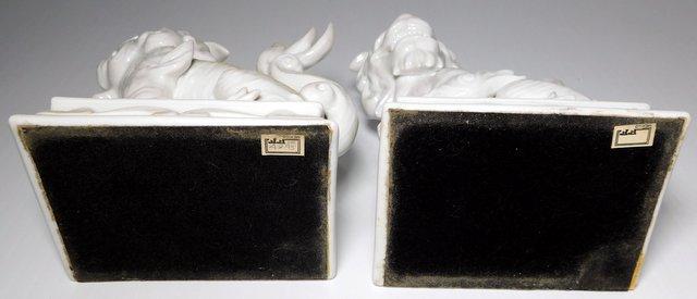 Pair of Vintage Fritz & Floyd Foo Dog Bookends, Fine Blanc Porcelain