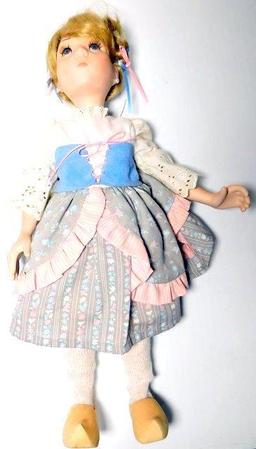 Porcelain Doll Signed by Dollmaker William Arthur Wiley, Marked 5/99