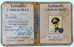 German WWII Luftwaffe Knights Cross Winner Identification Booklet