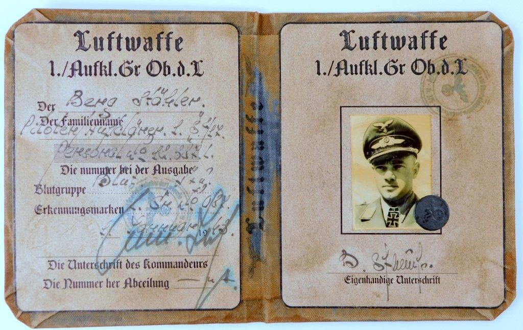 German WWII Luftwaffe Knights Cross Winner Identification Booklet