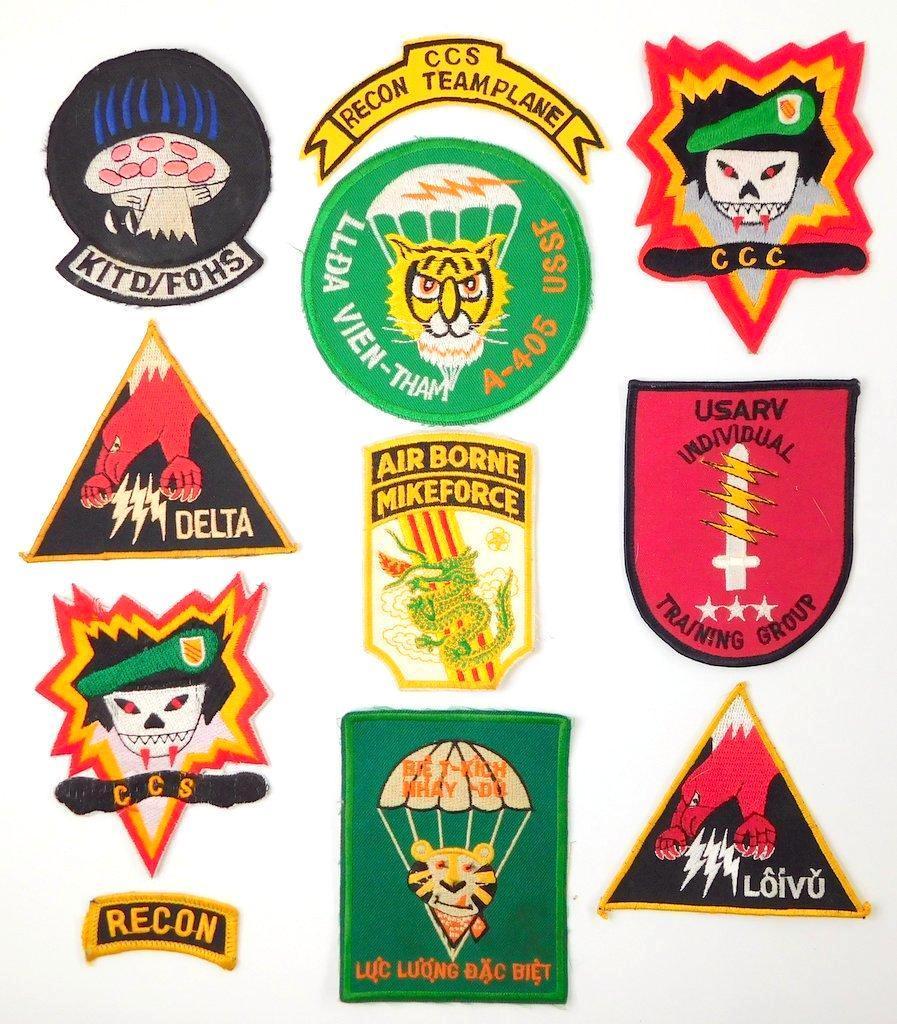 US Vietnam Era Army Special Forces Patches and Tabs, Group of Eleven (11)